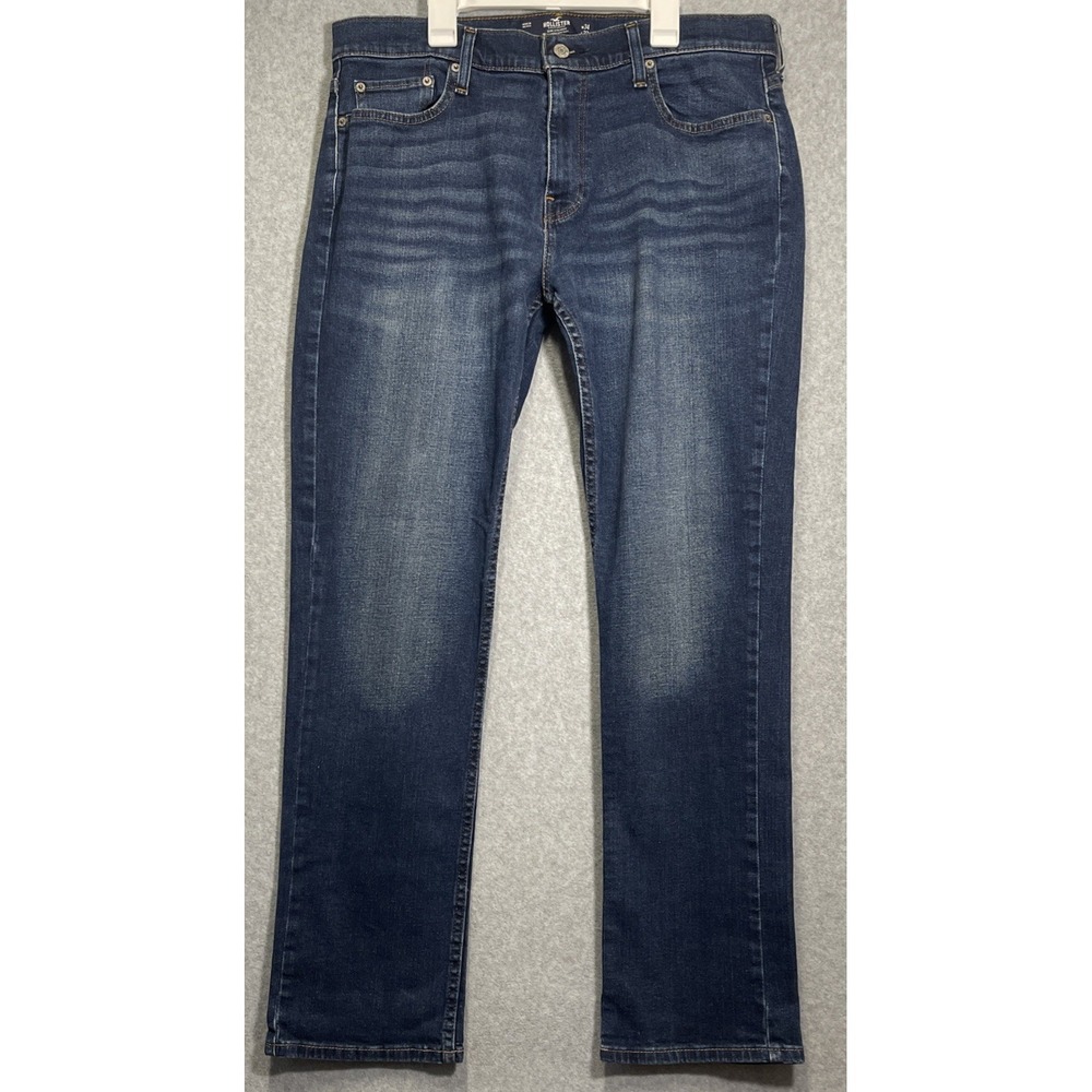 Hollister Jeans Size W34 L32 Mens Slim Straight Epic Flex Blue Denim